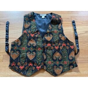 VINTAGE  DALIN BEADED VEST‎ WITH SNAP FRONT AUTUMN COLORS